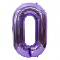 Folinis balionas-skaičius 0,  violetinis (101cm) 