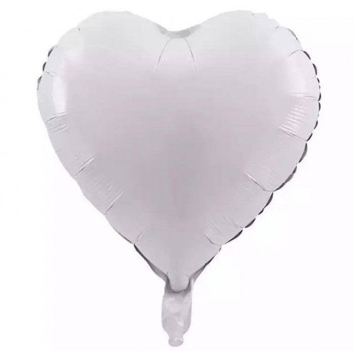 Širdelė balta, folinis balionas (46cm)