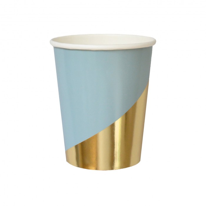 Mėlyni puodelia su aukso akcentu (8vnt)