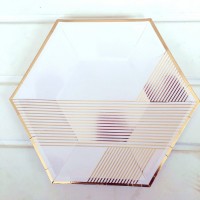 Baltos lėkštės su aukso spalvos detalėmis (8vnt, 23cm)