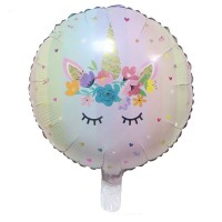 Apvalus folinis balionas vienaragis (45cm) Apvalus folinis balionas vienaragis (45cm)