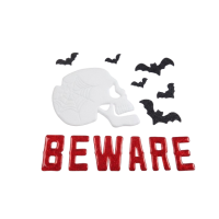 Dekoracija, želatinis langų lipdukas su užrašu „Beware“ Dekoracija, želatinis langų lipdukas su užrašu „Beware“