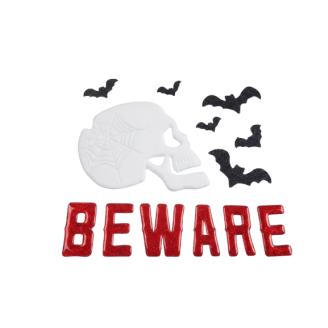 Dekoracija, želatinis langų lipdukas su užrašu „Beware“