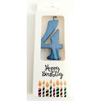 Žvakutė skaičius 4, mėlynas (8cm) Žvakutė skaičius 4, mėlynas (8cm)