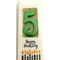 Žvakutė skaičius 5, žalias (8cm) Žvakutė skaičius 5, žalias (8cm)