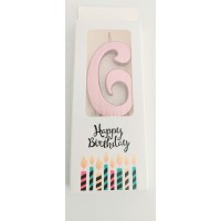 Žvakutė skaičius 6, rožinis (8cm) Žvakutė skaičius 6, rožinis (8cm)