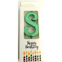 Žvakutė skaičius 8, žalias (8cm) Žvakutė skaičius 8, žalias (8cm)