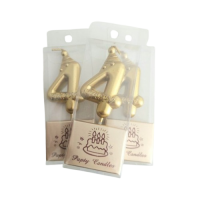 Auksinė happy žvakutė skaičius 4 (8cm) Auksinė happy žvakutė skaičius 4 (8cm)