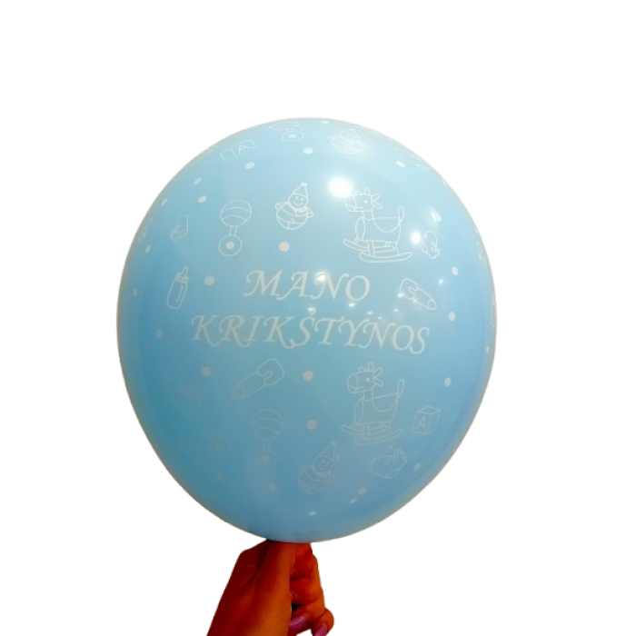 Balionais melsvas "Mano krikštynos (1vnt,30cm) Balionais melsvas "Mano krikštynos (1vnt,30cm)