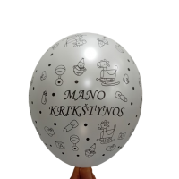 Balionais baltas "Mano krikštynos (1vnt,30cm) Balionais baltas "Mano krikštynos (1vnt,30cm)