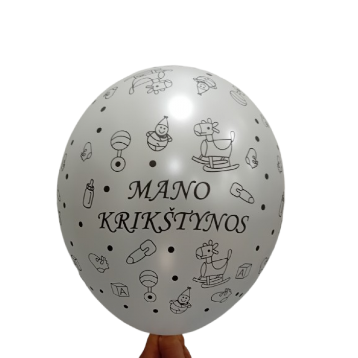 Balionais baltas "Mano krikštynos (1vnt,30cm) Balionais baltas "Mano krikštynos (1vnt,30cm)