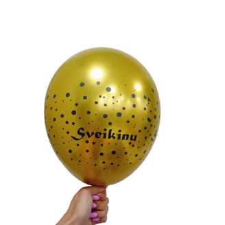 Chrominis balionas "Sveikinu", auksinis (32cm)