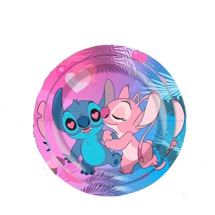 Lėkštutės melsvai-rožinės "Stitch” (18cm*10vnt) Lėkštutės melsvai-rožinės "Stitch” (18cm*10vnt)