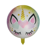 Apvalus folinis balionas vienaragis- širdelės (45cm) Apvalus folinis balionas vienaragis- širdelės (45cm)
