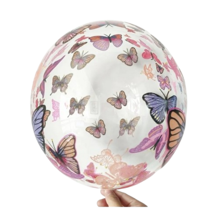Skaidrus bubble balionas "Drugeliai" (40cm) Skaidrus bubble balionas "Drugeliai" (40cm)