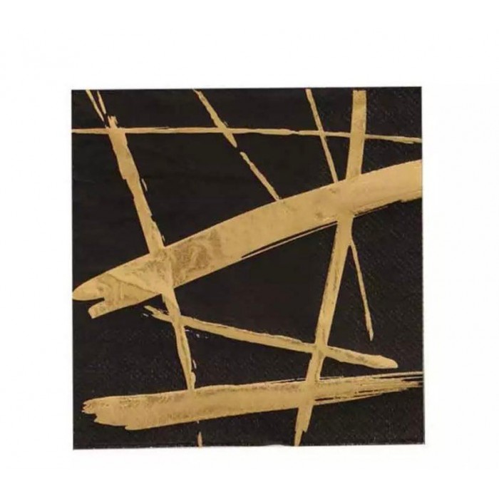 Juodos servetėlės su aukso spalvos detalėmis (20vnt)