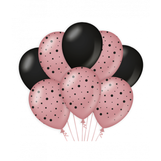 Balionų rinkinys, juodi/rožiniai su burbuliukais (8vnt,30cm)