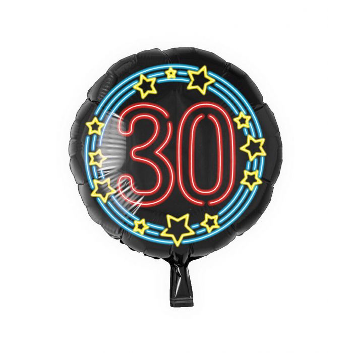 Neoninis folinis balionas su skaičiumi 30 (46cm)