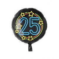 Neoninis folinis balionas su skaičiumi 25 (46cm)