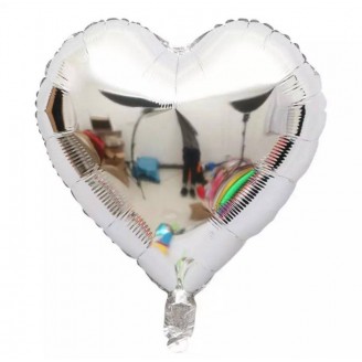 Širdelė sidabrinė, folinis balionas (46cm)