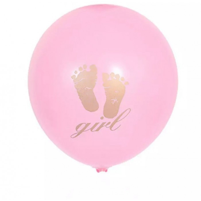Rožiniai balionai su pėdutėmis "Girl" (10vnt)