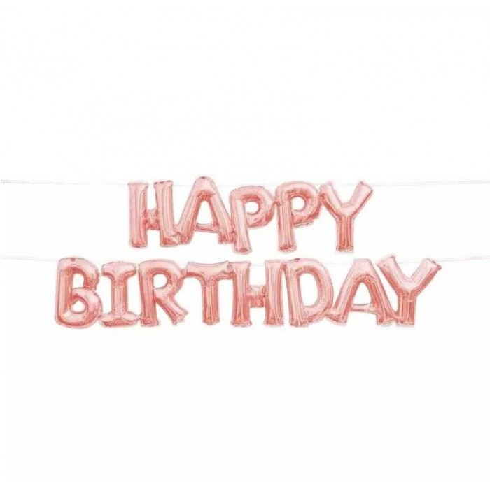 Forminiai balionai "Rožinio aukso Happy birthday" (1vnt) Forminiai balionai "Rožinio aukso Happy birthday" (1vnt)
