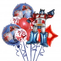 Folinis balionų rinkinys "Transformeriai-robotai" raudonas (10vnt)