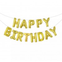 Forminiai balionai "Auksiniai Happy birthday" (1vnt)