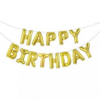 Forminiai balionai "Auksiniai Happy birthday" (1vnt)