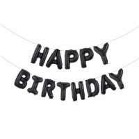Forminiai balionai "Juodi Happy birthday" (1vnt)