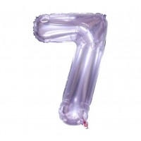 Folinis balionas-skaičius 7, alyvinis, skaidrus (82cm)