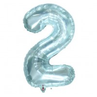 Folinis balionas-skaičius 2, melsvas, skaidrus (82cm)