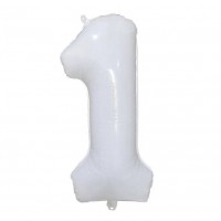 Folinis balionas-skaičius 1, baltas (86cm) Folinis balionas-skaičius 1, baltas (86cm)