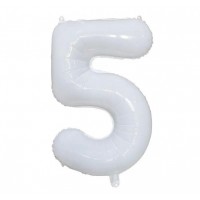 Folinis balionas-skaičius 5, baltas (101cm)