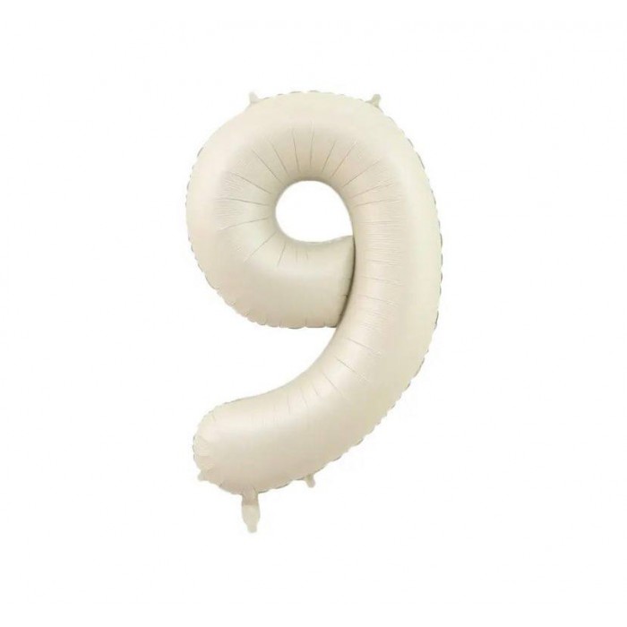 Folinis balionas-skaičius 9, balto smėlio (101cm) Folinis balionas-skaičius 9, balto smėlio (101cm)