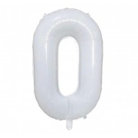 Folinis balionas-skaičius 0, baltas (86cm) Folinis balionas-skaičius 0, baltas (86cm)