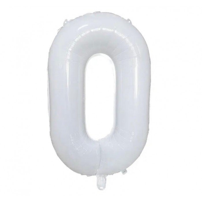 Folinis balionas-skaičius 0, baltas (86cm) Folinis balionas-skaičius 0, baltas (86cm)