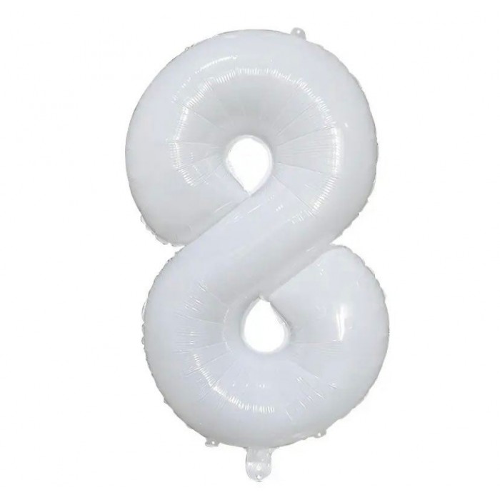 Folinis balionas-skaičius 8, baltas (86cm) Folinis balionas-skaičius 8, baltas (86cm)