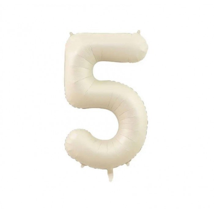 Folinis balionas-skaičius 5, balto smėlio (101cm) Folinis balionas-skaičius 5, balto smėlio (101cm)