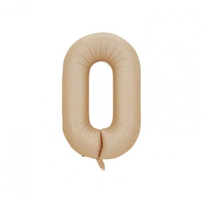 Folinis balionas-skaičius 0, kreminis (101cm) Folinis balionas-skaičius 0, kreminis (101cm)