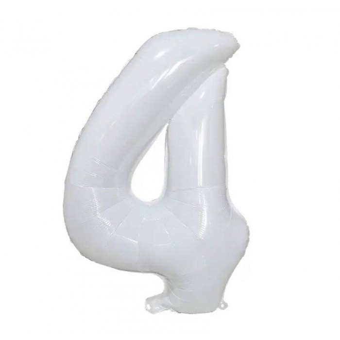 Folinis balionas-skaičius 4, baltas (86cm) Folinis balionas-skaičius 4, baltas (86cm)