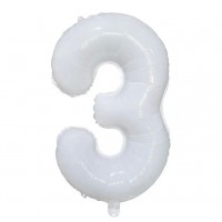 Folinis balionas-skaičius 3, baltas (82cm)