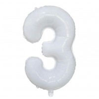 Folinis balionas-skaičius 3, baltas (86cm) Folinis balionas-skaičius 3, baltas (86cm)