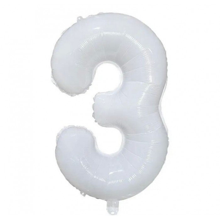 Folinis balionas-skaičius 3, baltas (86cm) Folinis balionas-skaičius 3, baltas (86cm)