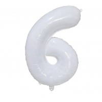 Folinis balionas-skaičius 6, baltas (101cm)