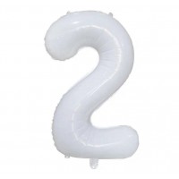 Folinis balionas-skaičius 2, baltas (86cm) Folinis balionas-skaičius 2, baltas (86cm)
