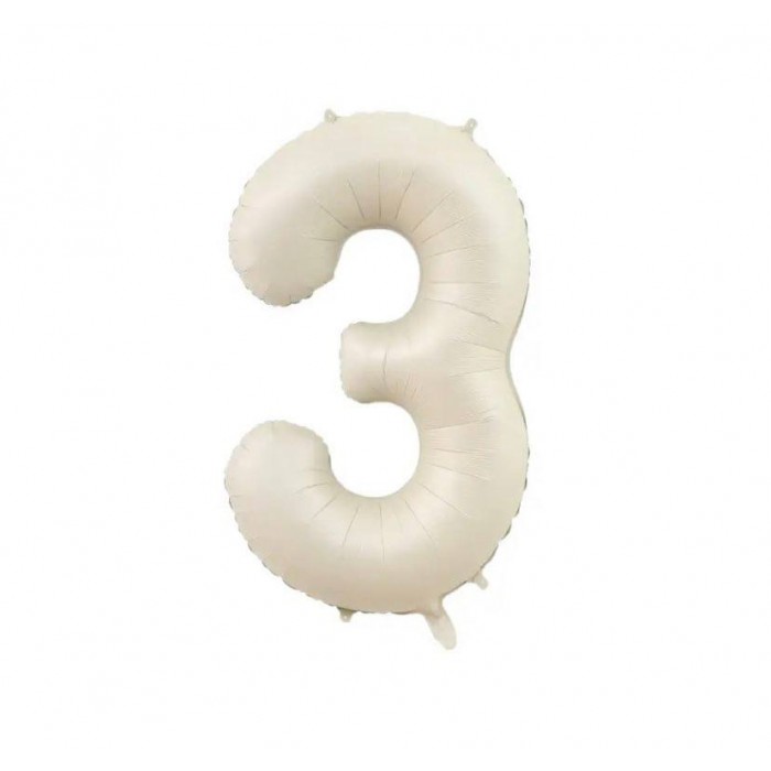 Folinis balionas-skaičius 3, balto smėlio (101cm) Folinis balionas-skaičius 3, balto smėlio (101cm)
