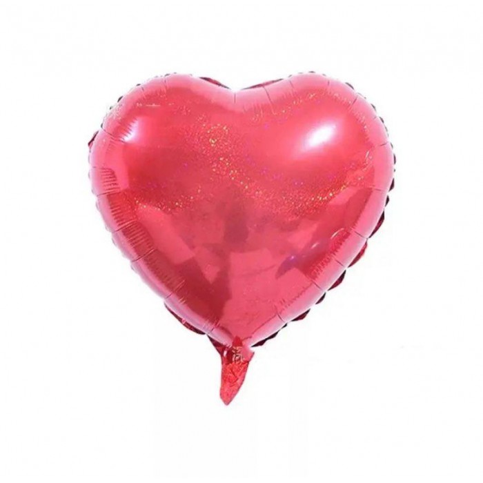 Širdelė raudona, holografinis folinis balionas (46cm)
