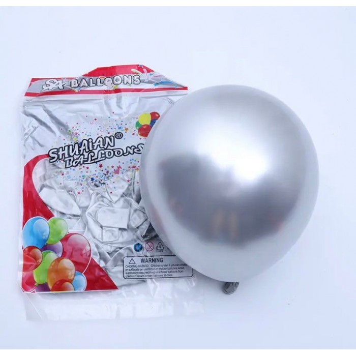 Chrominių balionų pakuotė, sidabrinė (50vnt)