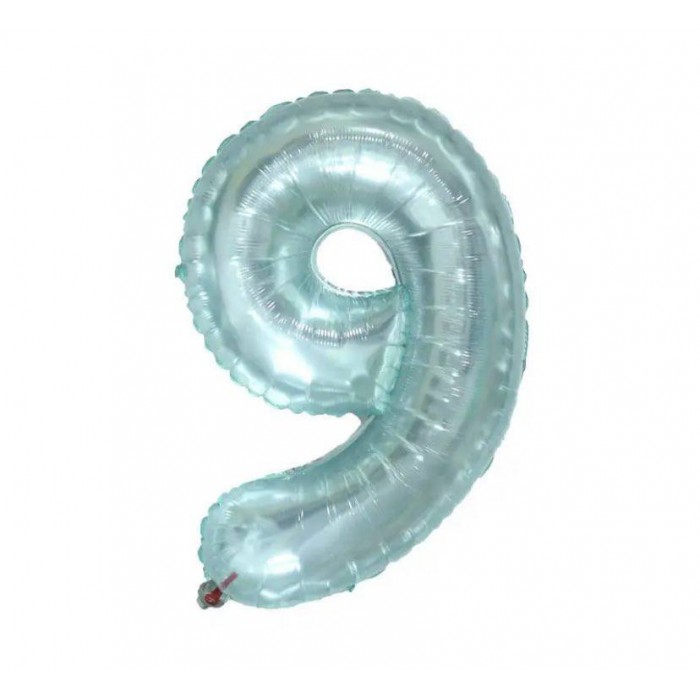Folinis balionas-skaičius 9, melsvas, skaidrus (86cm) Folinis balionas-skaičius 9, melsvas, skaidrus (86cm)